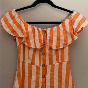 Orange and white midi dress